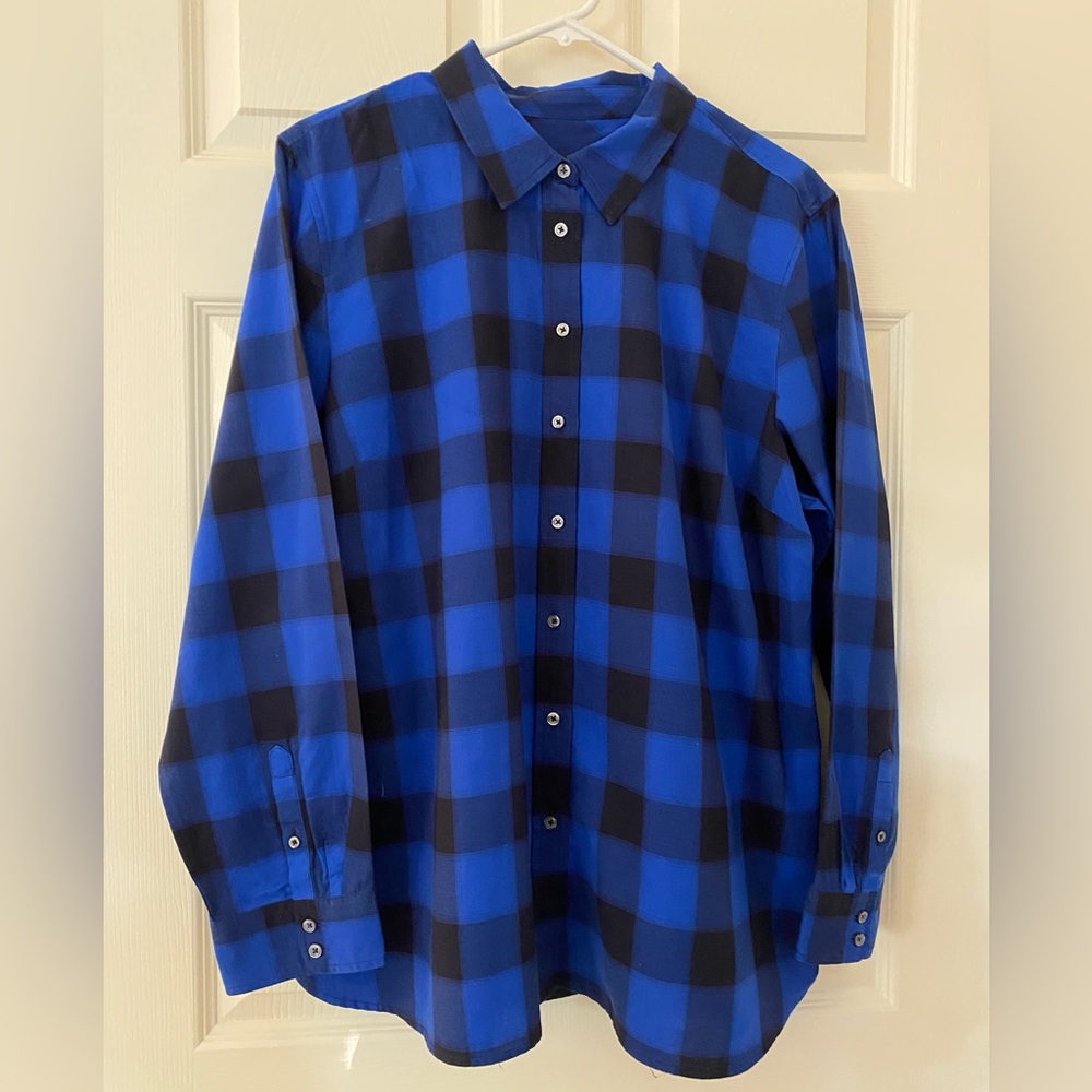 Talbots Classic Buffalo Check Blouse XL